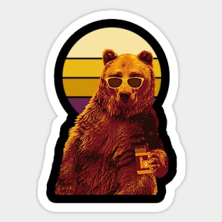 Sunglasses Bear retro Stylish Sticker